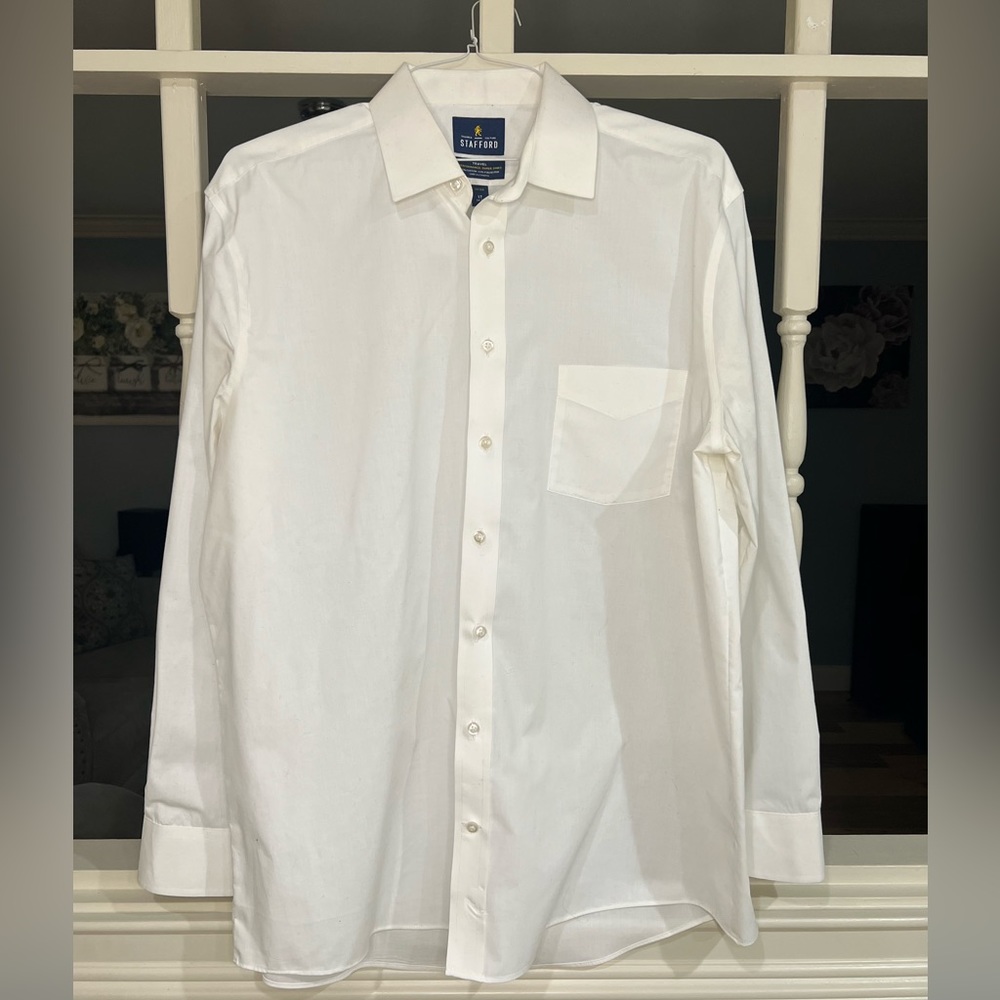 White Stafford button up shirt, 17 neck, size 34-35